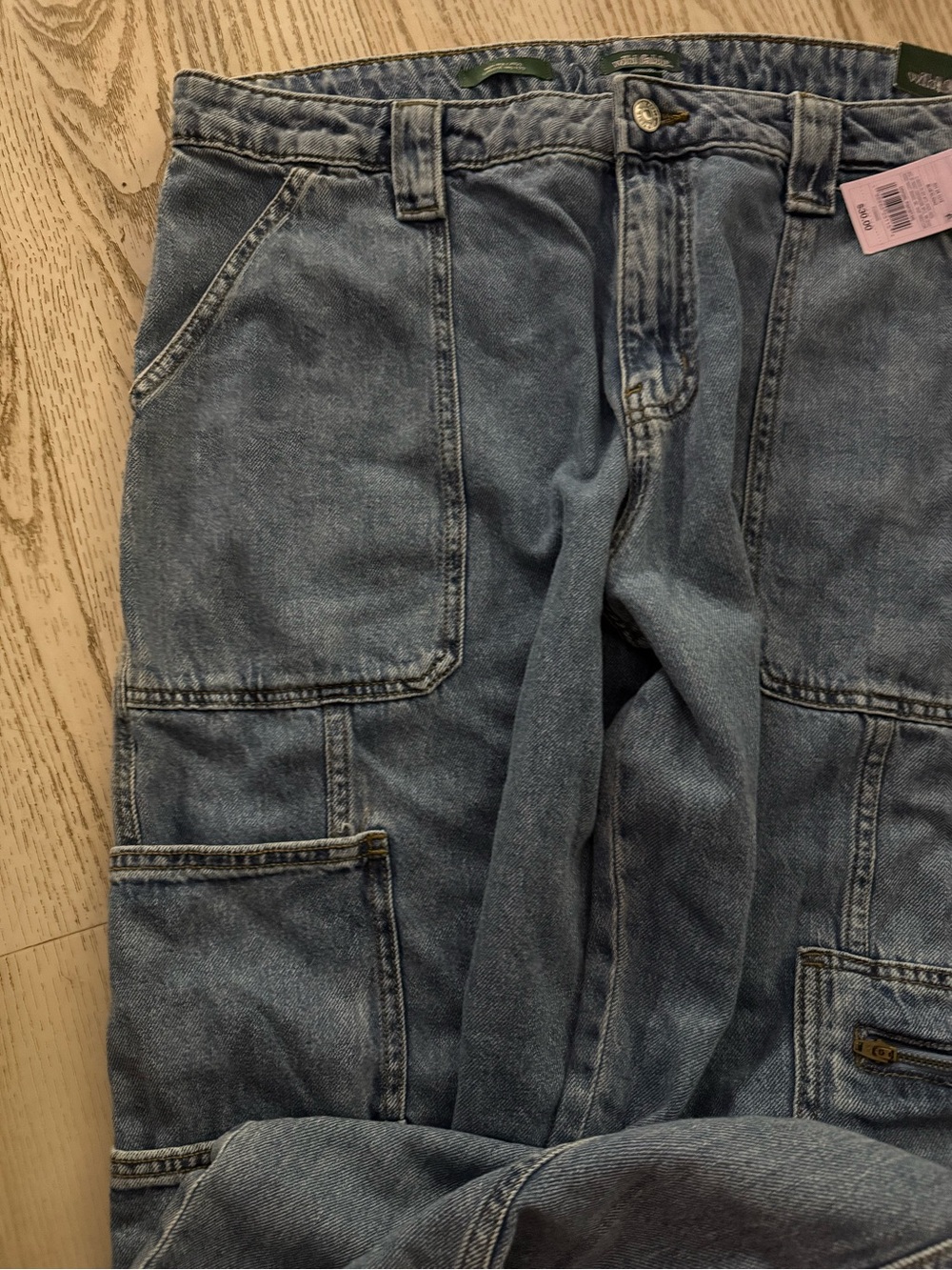 Sz16 31.5 inseam Women’s Hi Rise Cargo Blue Cargo Jeans - Picture 4 of 9